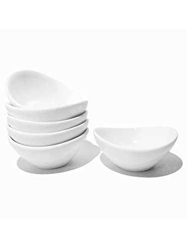 Holitika Sauce Dish-Dipping Bowls,Sauce Cups/Bowls/Dishes for Soy Sauce,Ketchup,BBQ Sauce,Sushi Soy Sauce - White Porcelain,1 Oz,Set of 6,D1