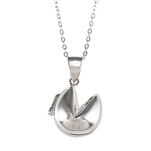 Beaux Bijoux Sterling Silver Fortune Cookie Locket Pendant with 18' Chain