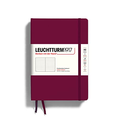 LEUCHTTURM1917 - Notebook Hardcover Medium A5-251 Numbered Pages for Writing and Journaling (Port Red, Dotted)