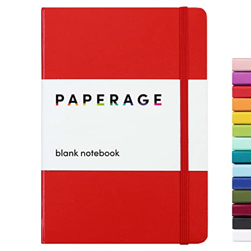 PAPERAGE Blank Journal Notebook, (Red), 160 Pages, Medium 5.7 inches x 8 inches - 100 GSM Thick Paper, Hardcover