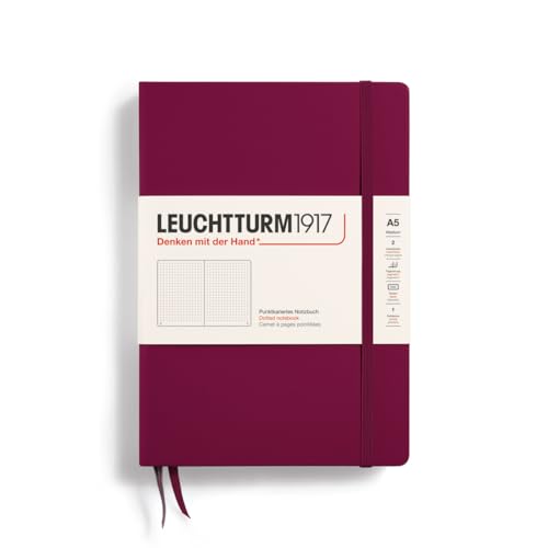 LEUCHTTURM1917 - Notebook Hardcover Medium A5-251 Numbered Pages for Writing and Journaling (Port Red, Dotted)