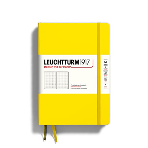 LEUCHTTURM1917 - Notebook Hardcover Medium A5-251 Numbered Pages for Writing and Journaling (Lemon, Dotted)