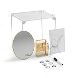 U Brands Locker Organizer and Decorating Kit, Back to School Essentials, Gold, 11-Piece, Includes Marble-Print Accessories, Mirror, Shelf, and More (4146U01-06)