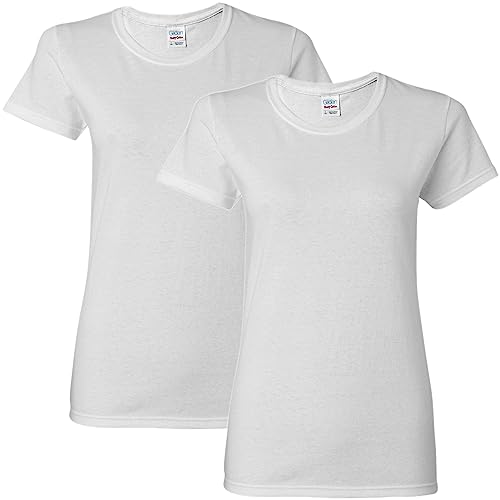 Gildan womens Heavy Cotton Adult T-shirt, 2-pack T Shirt, White, Large US