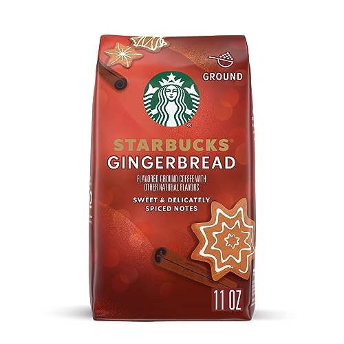 Starbucks Ground Coffee, Gingerbread Naturally Flavored Coffee, 100% Arabica, Limited Edition Holiday Coffee, 1 Bag (11 Oz)
