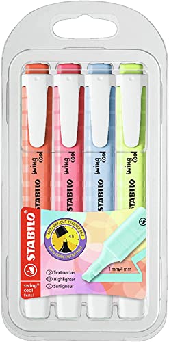 STABILO Highlighter swing cool Pastel - Wallet of 4 - Assorted colors