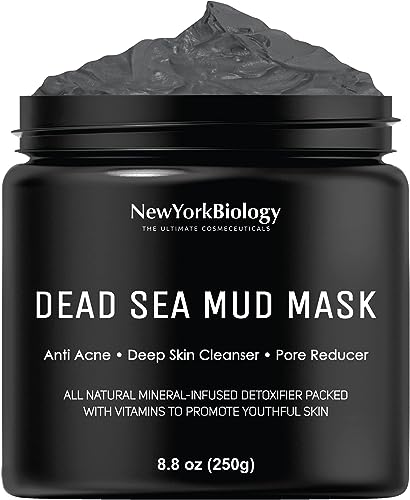 New York Biology Dead Sea Mud Mask for Face and Body - Spa Quality Pore Reducer for Acne, Blackheads & Oily Skin, Natural Skincare for Women, Men - Tightens Skin for A Healthier Complexion - 8.8 oz