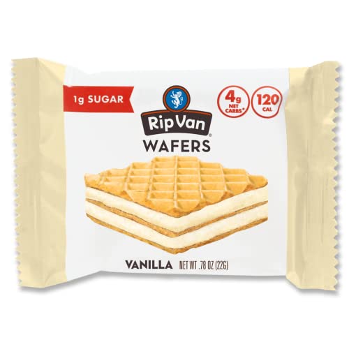 Rip Van Vanilla Wafer Cookies - Keto Snacks - Non-GMO Snack - Healthy Snacks - Low Carb & Low Sugar (2g) - Low Calorie Snack - Vegan - 16 Count