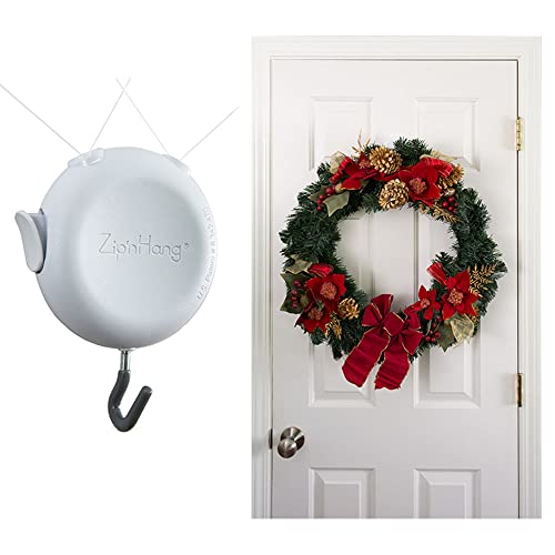 Wreath Hanger for Front Door - Damage Free Hanging - ZIPNHANG: Adjustable Door Hanger. Christmas Wreath & Decor Hanger for Front Door. Hooks for Hangings on Glass Doors, Screen Doors, Any Door.