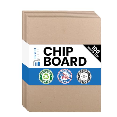 Chipboard Sheets 8.5' x 11' - 100 Sheets of 22 Point Chip Board for Crafts - This Kraft Board is a Great Alternative to MDF Board and Cardboard Sheets