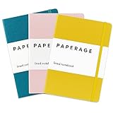PAPERAGE Lined Journal Notebooks, 3 Pack, (Yellow, Blush & Turquoise), 160 Pages, Medium 5.6 inches x 8 inches - 100 GSM Thick Paper, Hardcover