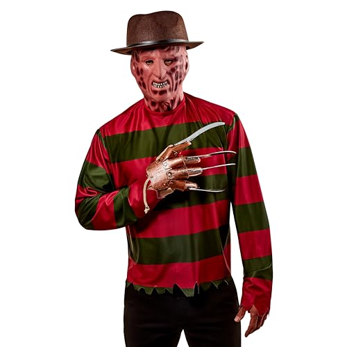 Rubie's Men's Nightmare on Elm Freddy Krueger Shirt With Mask Adult Sized Costumes, As Shown, Standard US