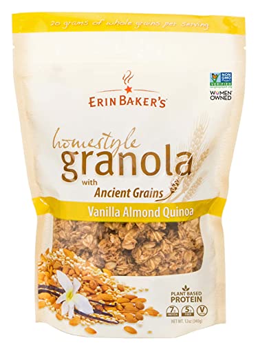 Erin Baker's Homestyle Granola Vanilla Almond Quinoa, Vegan, NON-GMO, 7Grams of Plant Based Protein,12 Ounce