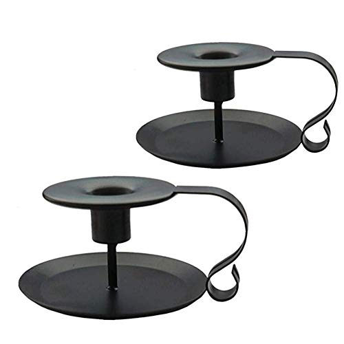 Wrought Iron Taper Candle Holder, Black Candlestick Holders, Candle Holders for Wedding, Dinner, Party Decorations (2 Pcs)