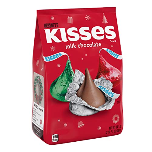 HERSHEY'S KISSES Milk Chocolate, Christmas Candy Bag, 34.1 oz