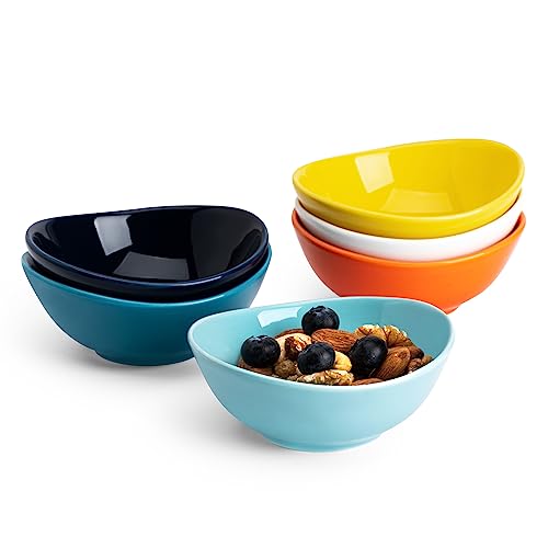 Sweese 4 Inch Porcelain Small 4 oz Bowls for Sauce | Charcuterie | Dipping | Snack | Condiment | Side Dishes Set of 6 - Microwave, Dishwasher and Oven Safe - Hot Assorted Color