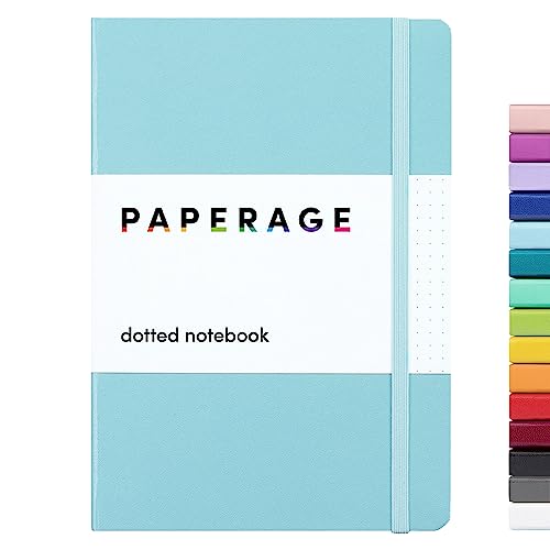 PAPERAGE Dotted Journal Notebook, (Sky Blue), 160 Pages, Medium 5.7 inches x 8 inches - 100 gsm Thick Paper, Hardcover