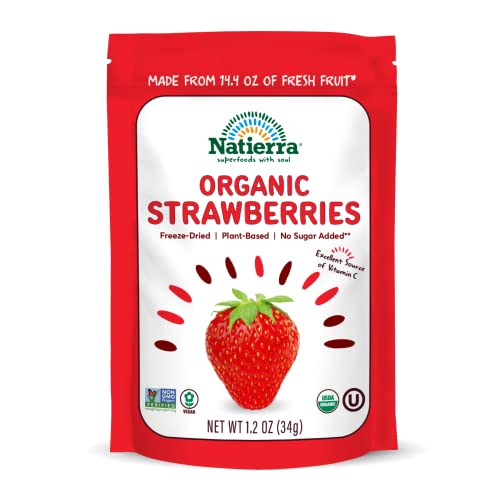 Natierra Nature's Organic Freeze-Dried Strawberries | Gluten Free & Vegan | 1.2 Ounce