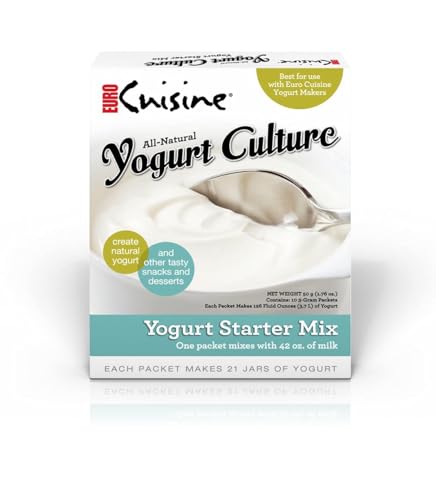 Euro Cuisine RI1020 All Natural Yogurt Culture Starter – Perfect for Dairy Free, Whole Milk, Protein Yogurt – Probiotic Yogurt Pouches for Smooth, Creamy Homemade Yogurt