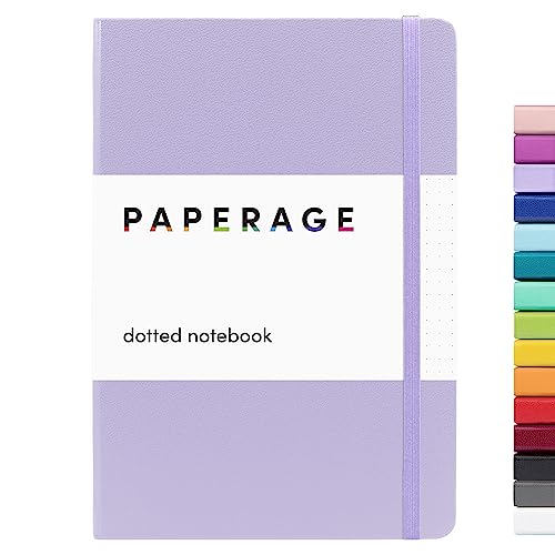 PAPERAGE Dotted Journal Notebook, (Lavender), 160 Pages, Medium 5.7 inches x 8 inches - 100 GSM Thick Paper, Hardcover