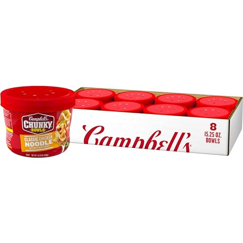 Campbell's Chunky Soup, Classic Chicken Noodle Soup, 15.25 oz Microwavable Bowl (Case of 8)