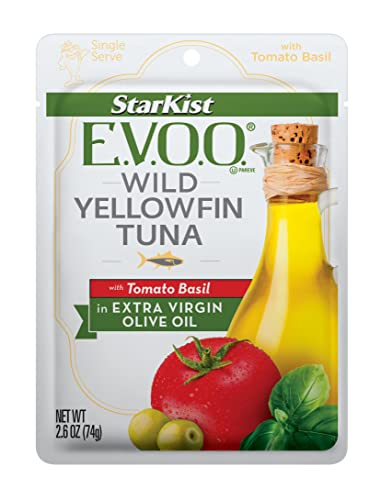 StarKist E.V.O.O. Yellowfin Tuna in Extra Virgin Olive Oil with Tomato Basil, 2.6 Oz, Pack of 24