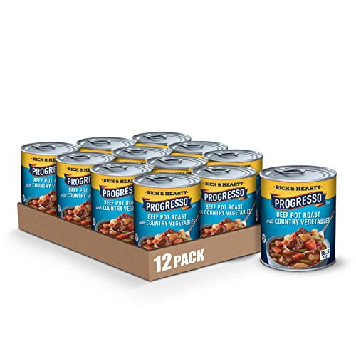 Progresso Beef Pot Roast With Country Vegetables Soup, Rich & Hearty Canned Soup, Gluten Free, 18.5 oz (Pack of 12)