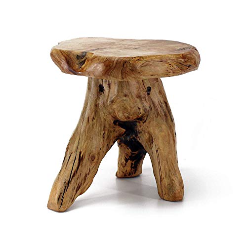 WELLAND Tree Stump Stool Live Edge, Natural Edge Side Table, Plant Stand, Nightstand, Mushroom Stool 14' Tall