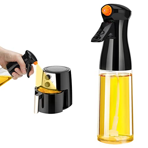 Oil Sprayer for Cooking - 210ml Glass Olive Oil Dispenser Bottle Spray Mister-Reusable Food Grade Oil Vinegar Spritzer Sprayer Bottles,kitchen Gadgets Accessories for Air Fryer,Salad Making,Baking,BBQ