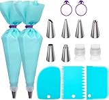 Piping Bags and Tips Set, Reusable Piping Bags, Frosting Piping Kit for Baking with Pastry Bags and Tips, Standard Converters, Silicone Rings, Cake Decorating Tools Supplies for Cookie Icing, Cupcake