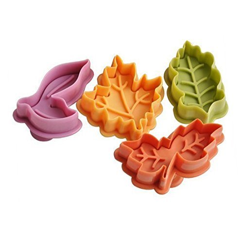 Cake Leaves Baking Pie Crust Cutters Mold Cookie Cutters, Pastry/Fondant Stampers/Apple Pie for Thanksgiving Christmas, Set of 4 (Random Color)