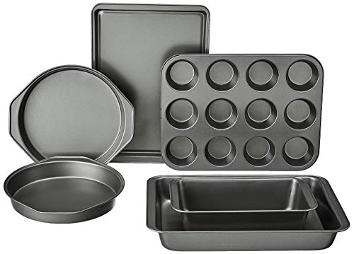 Amazon Basics 6 Piece Nonstick, Carbon Steel Oven Bakeware Baking Set, 40.5 cm x 28.5 cm x 15 cm