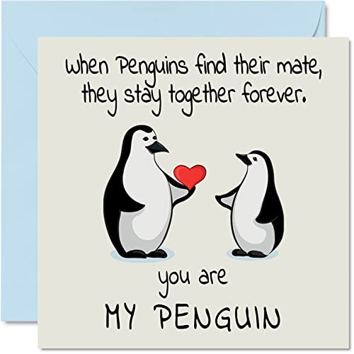 Stuff4 Valentines Card - You Are My Penguin - Cute Valentine's Day Romantic Anniversary Card for Girlfriend Boyfriend Wife Husband Partner Friend Him Her, 5.7 x 5.7 Inch Greeting Cards for Fiancee