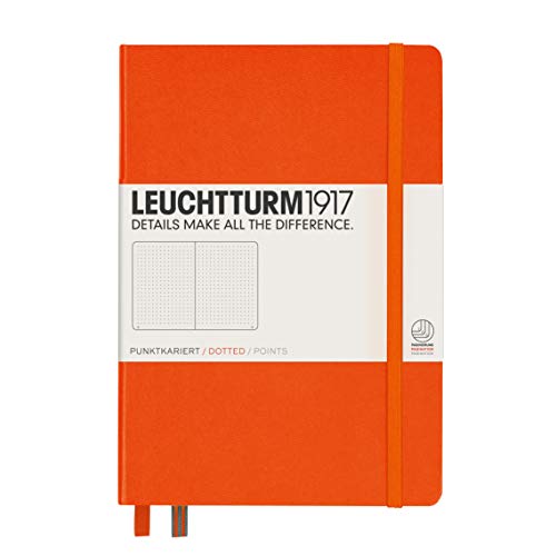 LEUCHTTURM1917 - Medium A5 Dotted Hardcover Notebook (Orange) - 251 Numbered Pages