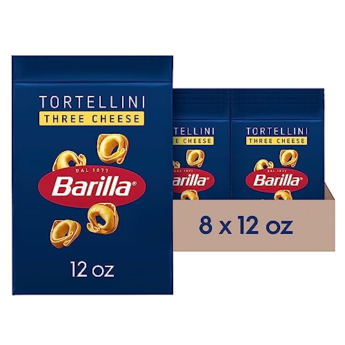 BARILLA Three Cheese Tortellini Pasta, 12 oz. Bag (Pack of 8) - 6 Servings Per Bag - Pantry Friendly Dried Tortellini - Made with Non-GMO Ingredients