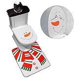 D-FantiX 4-Piece Snowman Santa Toilet Seat Cover and Rug Set Red Christmas Decorations Bathroom 2023