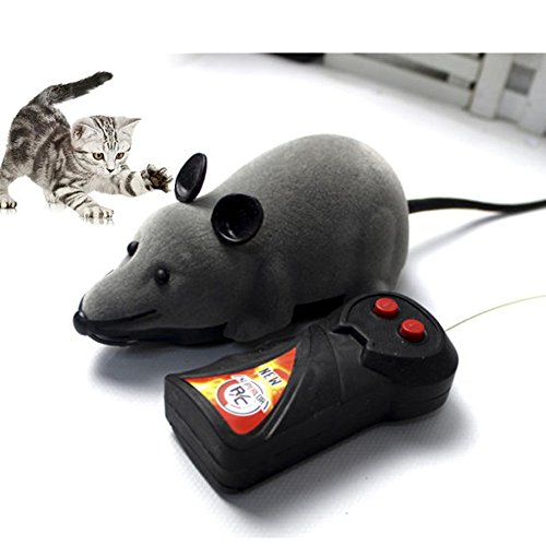Giveme5 Wireless Remote Control Mock Fake Rat Mouse Mice RC Toy Prank Joke Scary Trick Bugs for Party and for Cat Puppy Funny Toy (Gray)
