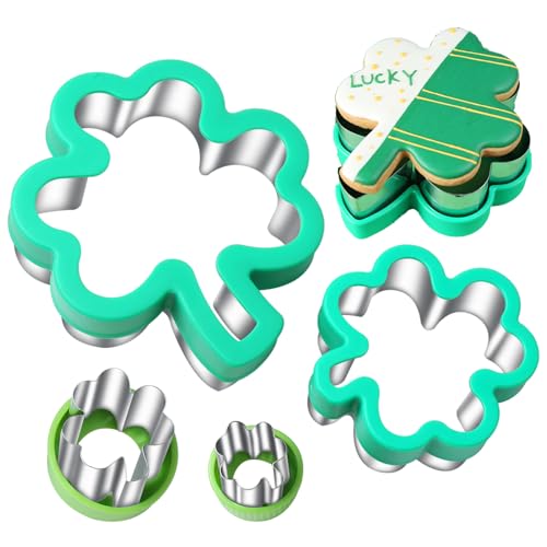 ETERSION Shamrock Cookie Cutter 1' to 4' Clover Cookie Cutter 4 Pieces 4 Sizes