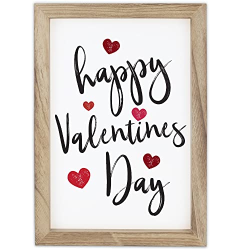 KIBAGA Farmhouse Wall Decor Signs For Valentines Day Decorations With Interchangeable Sayings - Rustic 11x16” Wood Picture Frame with 10 Designs - Easy To Hang Indoor Spring Decor For Your Home