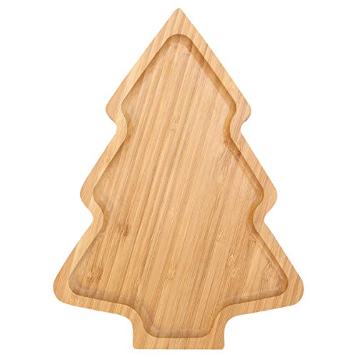 PRETYZOOM Wooden Appetizer Tray Christmas Tree Shaped Sushi Serving Tray Japanese Sashimi Plate Snack Dessert Candy Dish for Restaurant Home (11'x7.86')