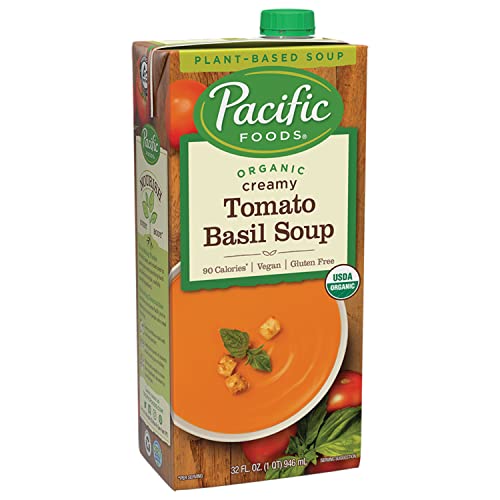 Pacific Foods Organic Vegan Creamy Tomato Basil Soup, 32oz, Brand is Pacific Foods, Variation Theme is Flavor that is Tomato Basil, Size that is 32 Fl Oz (Pack of 1)