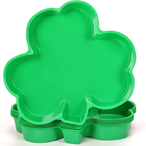 24 Pieces Plastic Shamrock Sectional Serving Tray St Patrick's Day Three Leaves Shaped Platters Green Divided Plates Cookie Platter Plastic Serving Platter for St. Patrick's Day Party Supplies