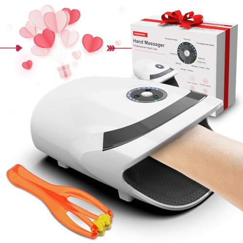 Mothers Day Gifts for Mom Wife - Hand Massager with Compression & Heating Cordless Electric Massagers Gifts for Women Men Her Him Mom Boyfriend,Birthday Gifts for Women(White)