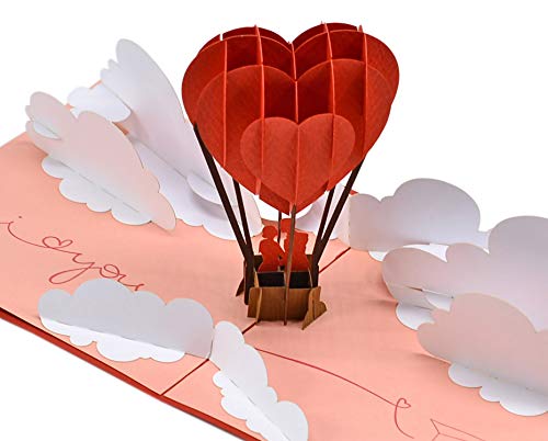 CUTPOPUP Valentine Cards Pop Up, Couple Kissing Air Balloon, Romantic Love Cards for Valentines Day, Wedding Anniversary Card, 3D Birthday Happy Valentines Greeting Cards
