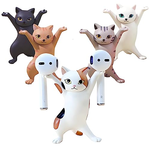 ATHAND 5PCS Cat Airpod Holder - Cute Stuff Home Decor Fun Kitty Decoration Accessories Birthday Gifts - Suitable for Earbuds Headphone Stands Accessories (5PCS)