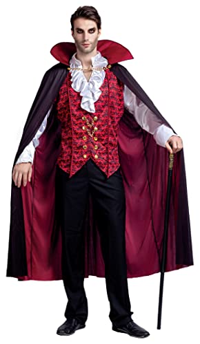 Spooktacular Creations Renaissance Medieval Scary Vampire Deluxe Halloween Costume For Men Role-Playing Sins Cosplay (Medium)