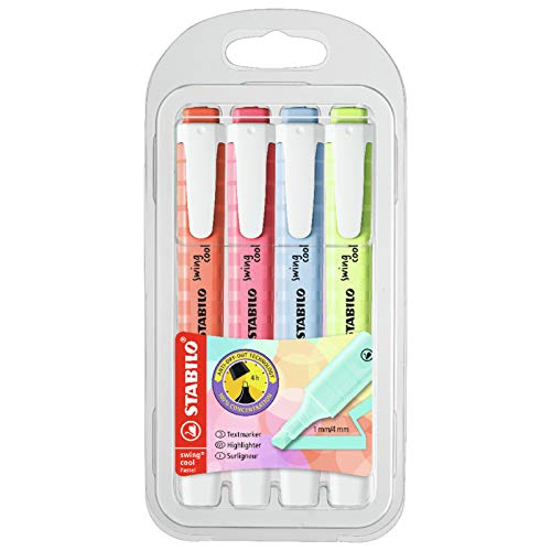 STABILO Highlighter swing cool Pastel - Wallet of 4 - Assorted colors