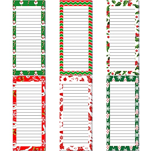 Zonon 6 Pieces Christmas Magnetic to Do List Notepads Christmas Notepad Magnetic Paper Pad Grocery Shopping List Pad for Fridge Reminders Memo Pad Scratch Pad