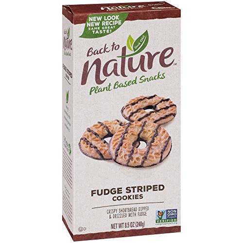 Back to Nature Fudge Striped Shortbread Cookies - Vegan, Non-GMO, Made with Wheat Flour, Delicious & Quality Snacks, 8.5 Ounce