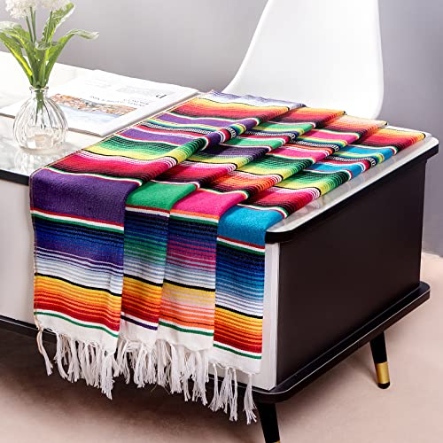Airooglee Mexican Table Runner 4Pack 14 x 84 Inches Fiesta Mexican Theme Party Decoration for Cinco de Mayo Fiesta Party Serape Zarape Table Runner